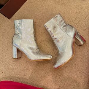 Shimmering Silver Ankle Booties